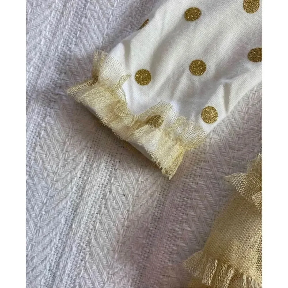 Little Lass Girls Size 4 3-Piece Gold and Red Frilly Holiday Outfit - Picture 5 of 6